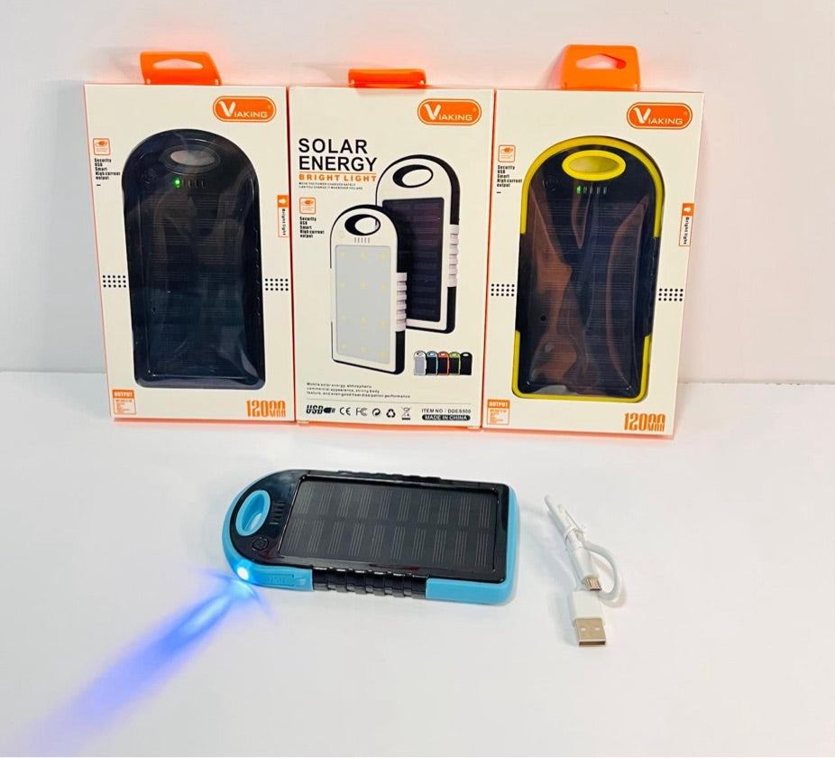 Power Bank Solar con Linterna 12.000 mAh