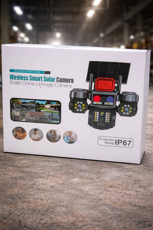 Cámara Solar de Seguridad 3 Lentes WiFi IP67