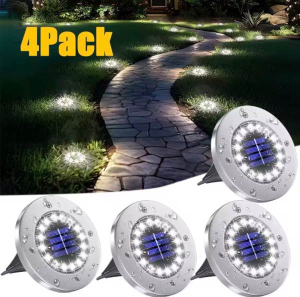 Lámpara Solar de Piso x4 Luz Cálida